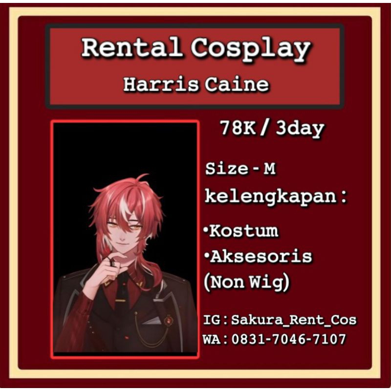 Rental costume cosplay Harris Caine vtubers