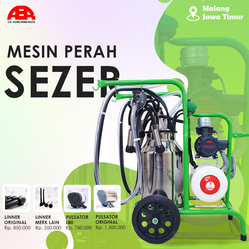 Mesin perah sezer 2 cluster 1 bucket kapasitas 40 liter