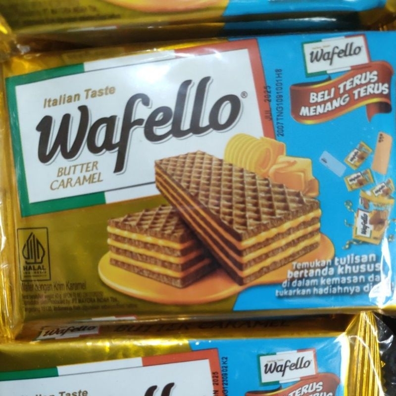 

Wafello, 1pak isi 10pc @43gr, rasa : butter caramel dan choco blast, ED juli 25