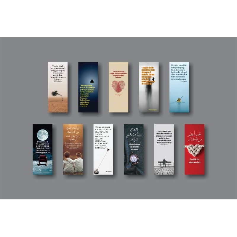 

23 PCS Bookmark Quotes Mix Arab/Inggris/Indonesia-Pembatas Bacaan Motif Quotes Tiga Bahasa