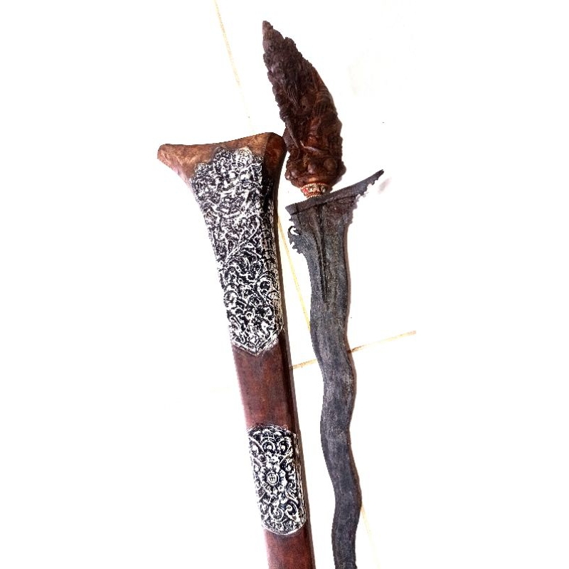 keris Bali pamor kulit semangka panjang bilah 37cm