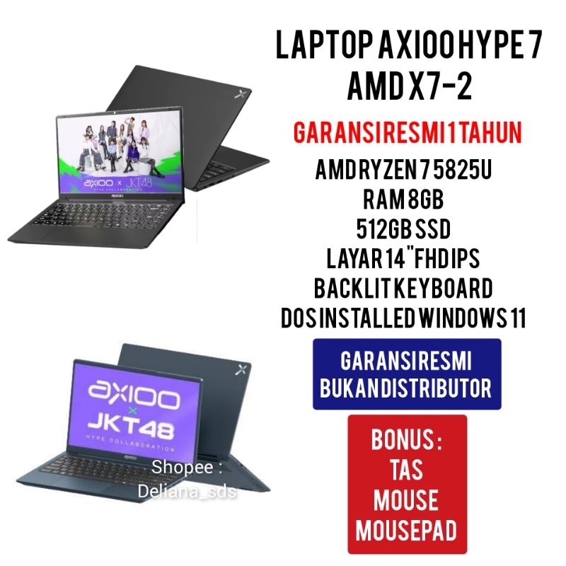 Laptop Axioo Hype 7 Amd X7-2 Amd Ryzen 7 5835U 8GB/512GB SSD 14" FHD IPS Garansi Resmi 1 Tahun Lapto