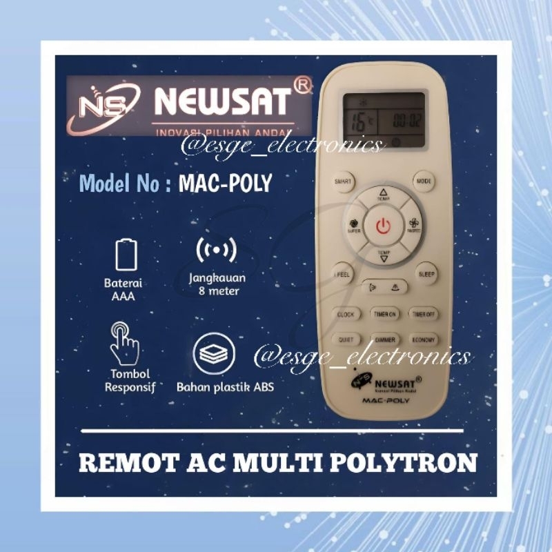ORIGINAL REMOTE AC MAC-POLY POLYTRON NEWSAT REMOT AC POLYTRON MULTI RIMUT AC POLYTRON REMOT AC POLYT