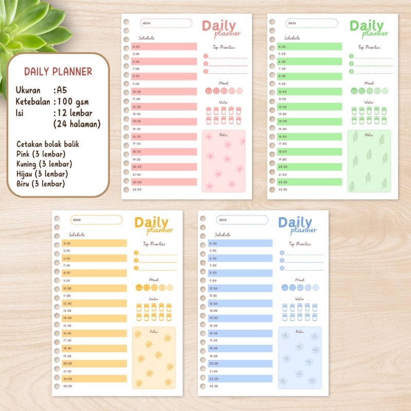 

Planner Kertas Binder A5: Daily Planner, Weekly Planner, Habit Tracker Loose Leaf