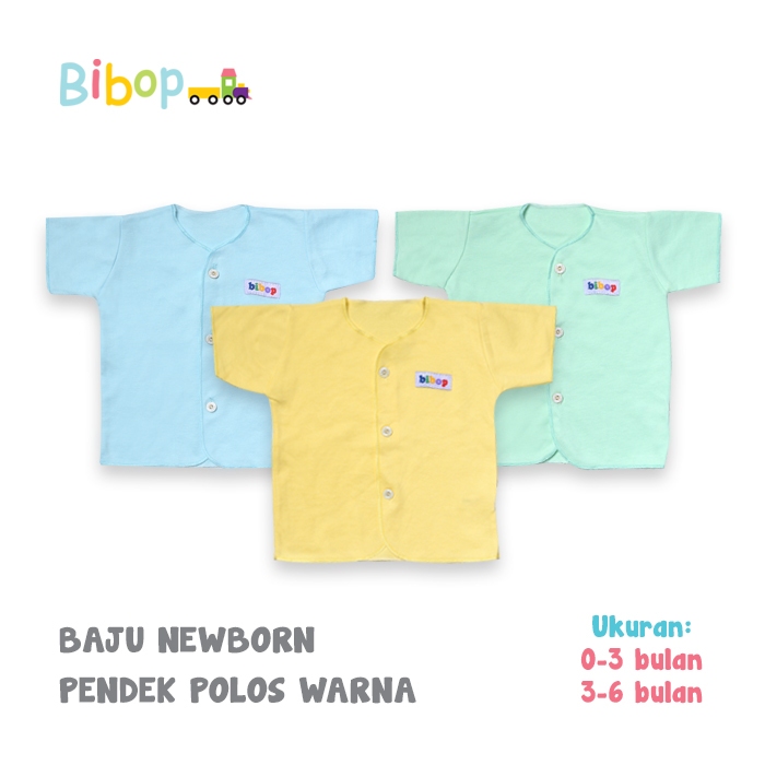 Baju Bayi Bibop Newborn Lengan Pendek Warna Polos