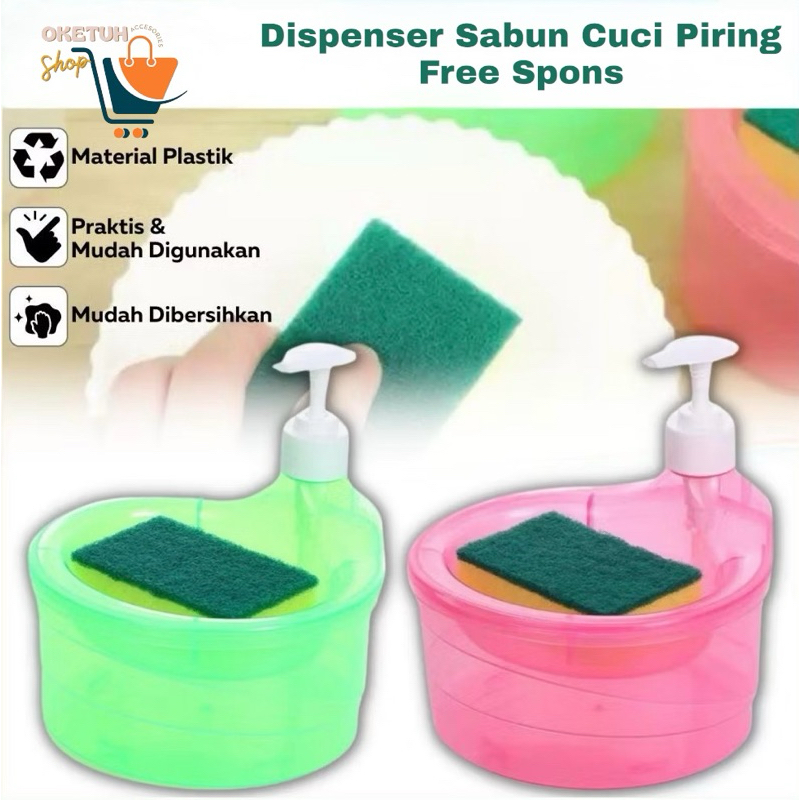 Tempat Sabun Bulat 1000ml + Spoons / Soap Pump 2in1 MR.DIY / Dispenser Sabun Cuci Piring Unik VIRAL