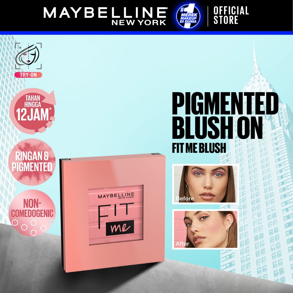 MAYBELLINE OFFICIAL Fit Me Powder Blush Make Up - Blush On Pigmented Dengan Hasil Natural Yang Tahan