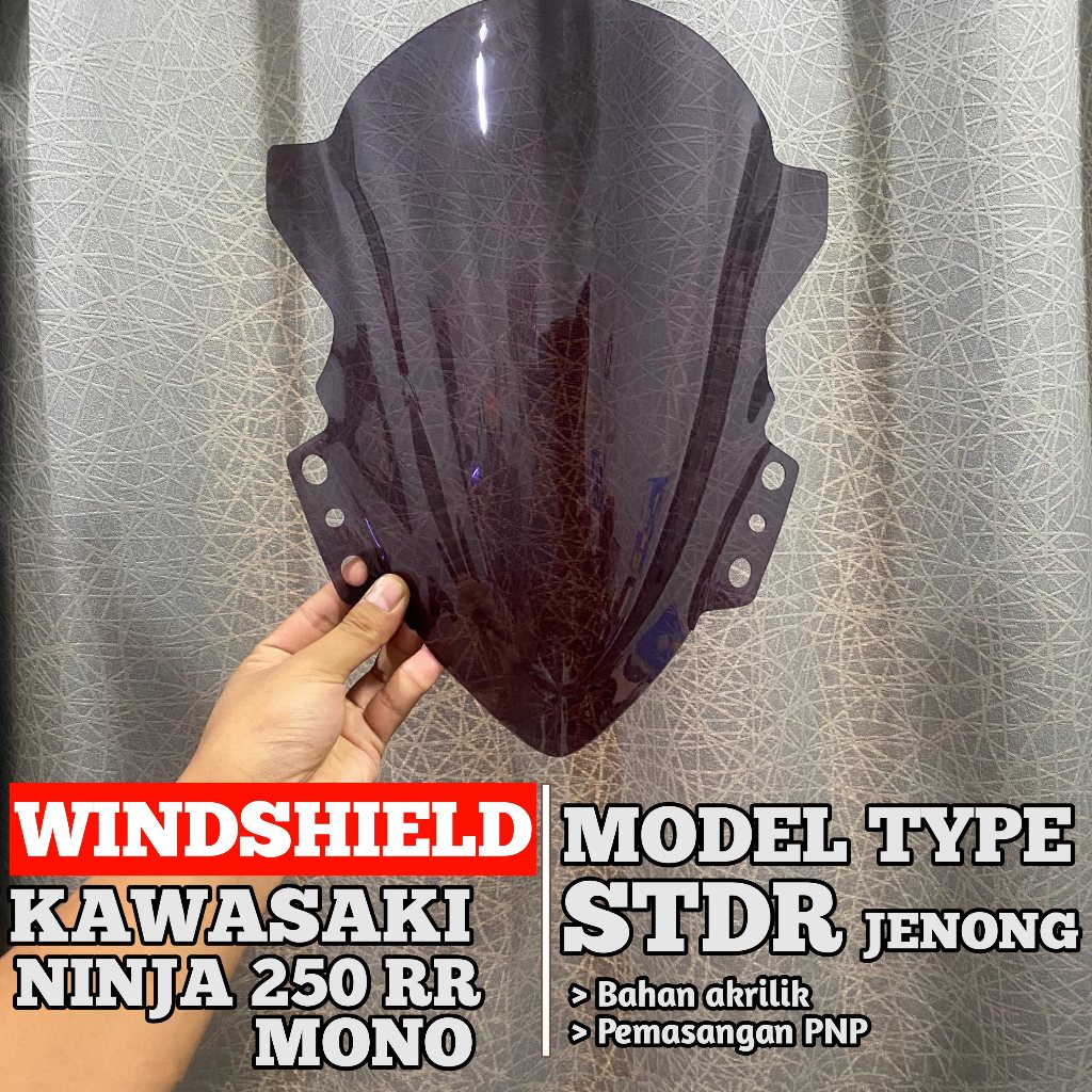 VISOR WINDSHIELD  NINJA 250 RR MONO VISOR KAWASAKI NINJA RR 250 MONO MODEL STANDAR JENONG