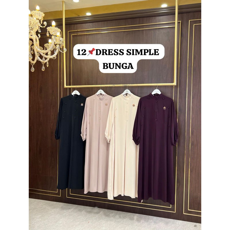 dress gamis simple mewah bunga ori by SHELLASAUKIA