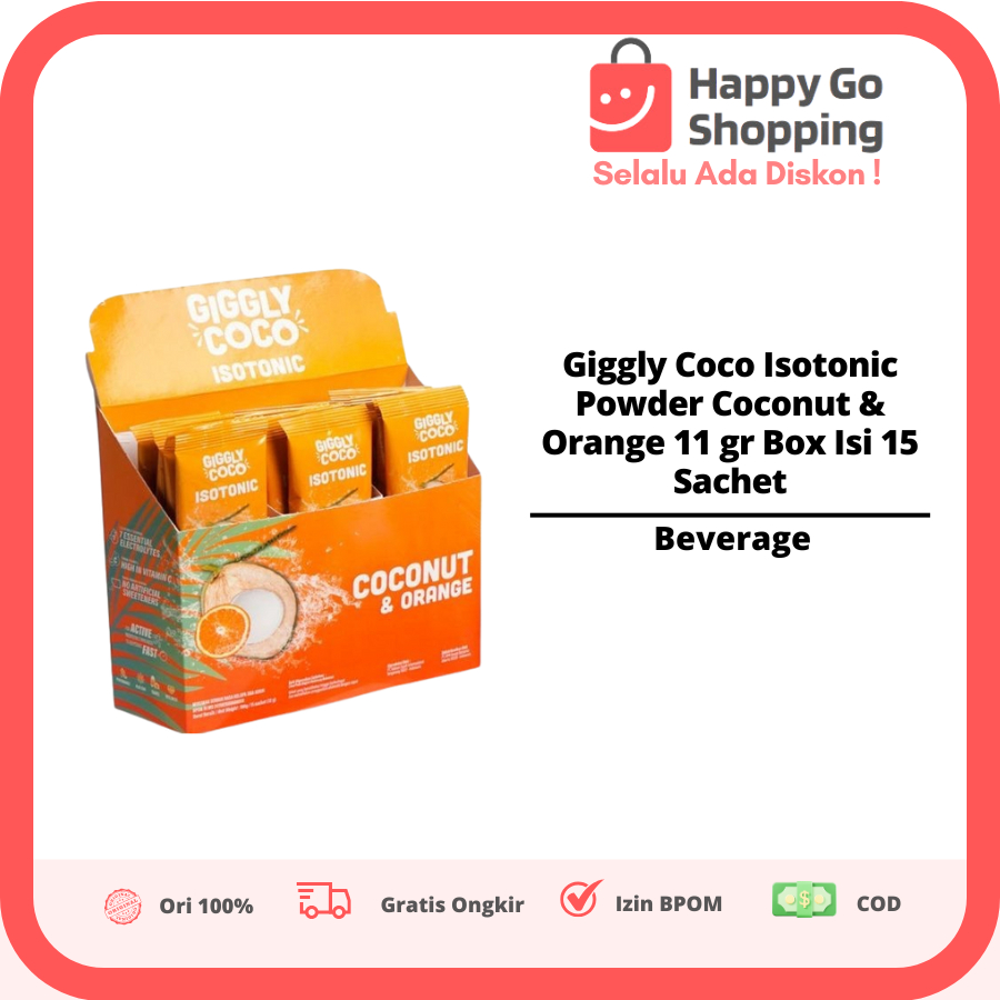 

Giggly Coco Isotonic Powder Coconut & Orange 11 gr Box Isi 15 Sachet