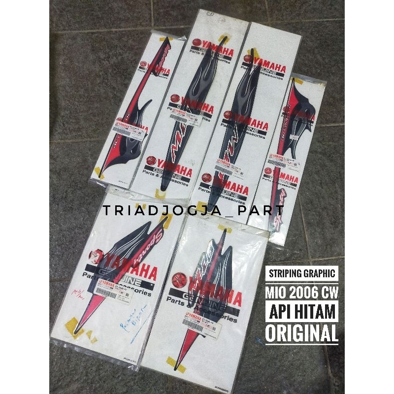 striping sticker graphic decal yamaha mio sporty 2006 hitam api original fullset
