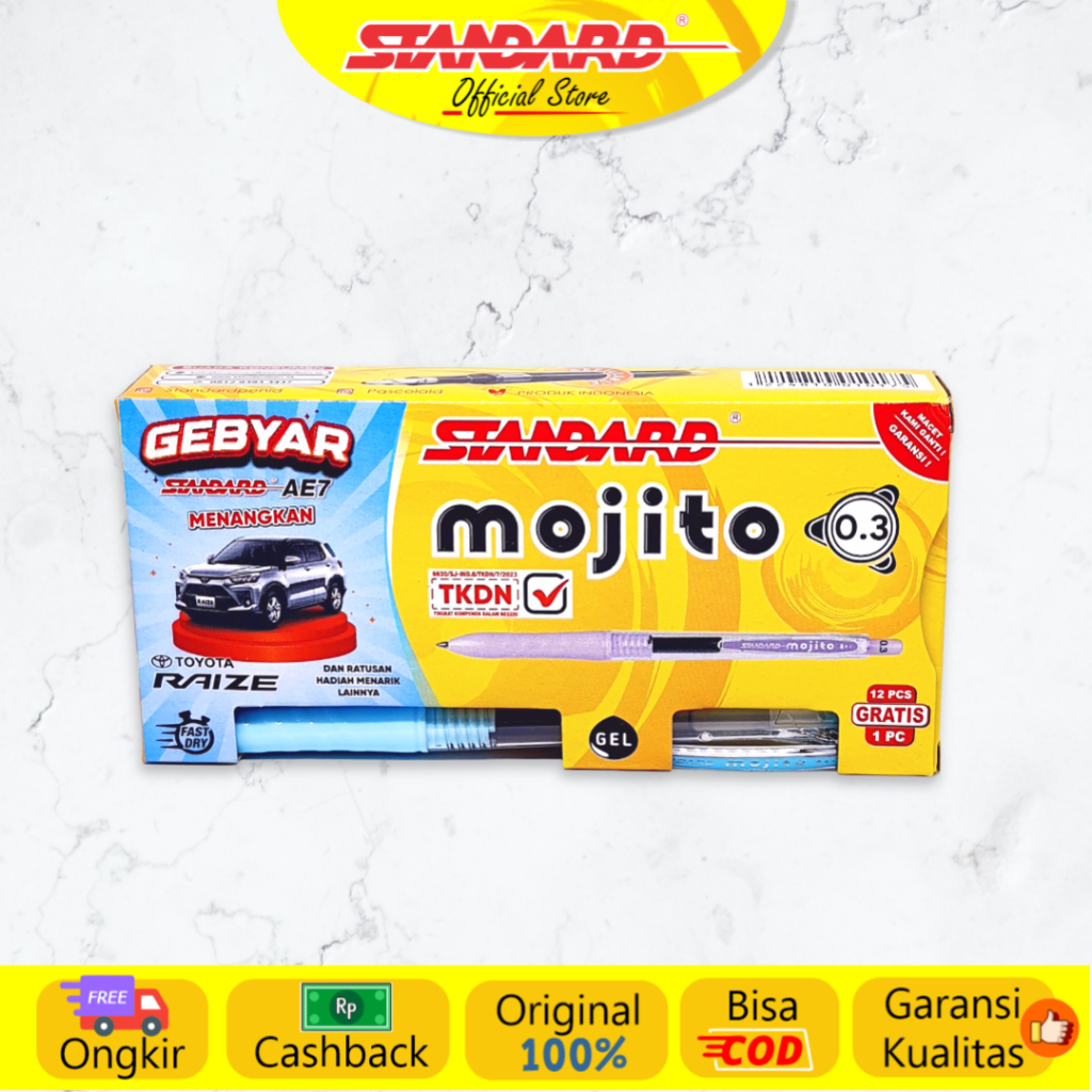 Standard - Pulpen Mojito 0.3 Gel / Lusin ( Alat Tulis / Pen / Ballpoint / Pena )