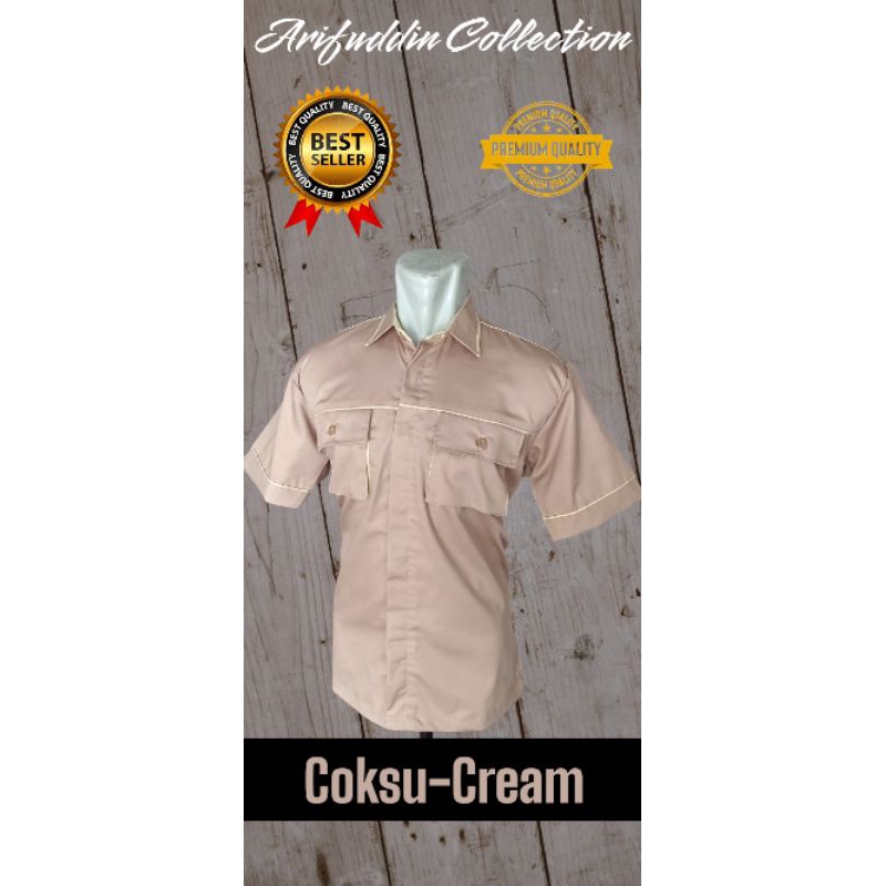 KEMEJA TACTICAL KOMBINASI WARNA (COKSU-CREAM)