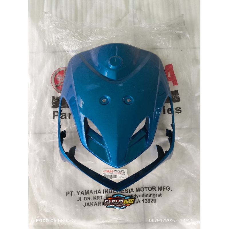 tameng panel dasi dada depan mio smile garnish biru metallic original yamaha 28D-F8311-00-P3