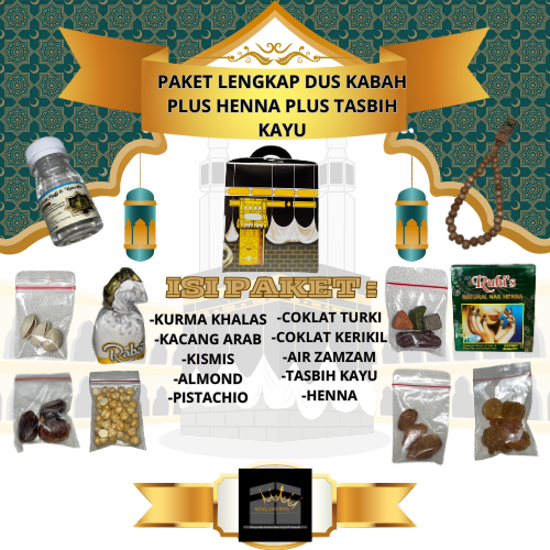 

Oleh-oleh haji dan umroh dus kabah plus henna plus tasbih kayu paket lengkap