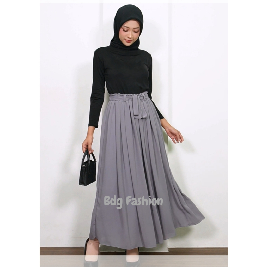 Rok Wanita Rempel Mayung Bahan Ceruti Premium Polos