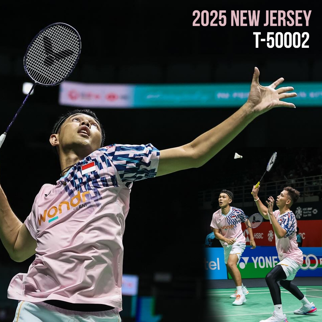 Kaos Jersey Badminton Fajar Alfian Rian Baru 2025 Pink T-50002, Baju Olah raga Bulu Tangkis Club Tim