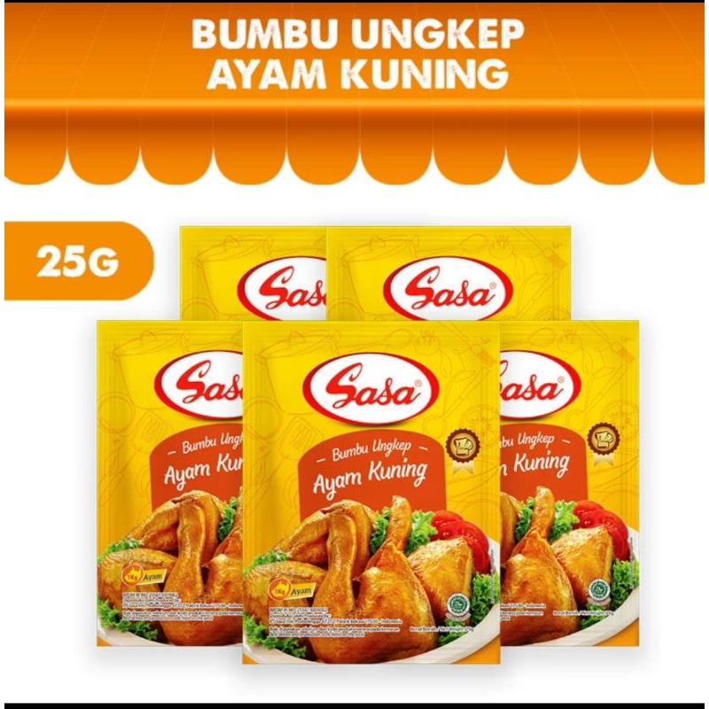 

SASA Bumbu Ungkep Ayam Kuning 25gr isi 5pc/ Bumbu Kuning Ayam Goreng dari Sasa