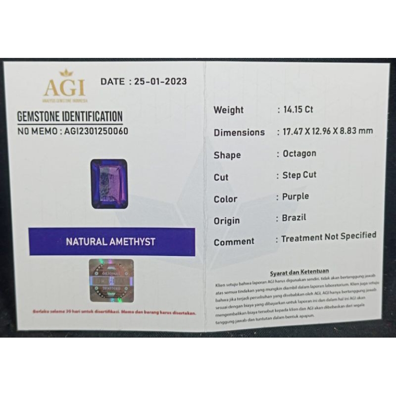 CINCIN BATU PERMATA KECUBUNG AMETHYST ASLI NATURAL LENGKAP DENGAN SERTIFIKAT