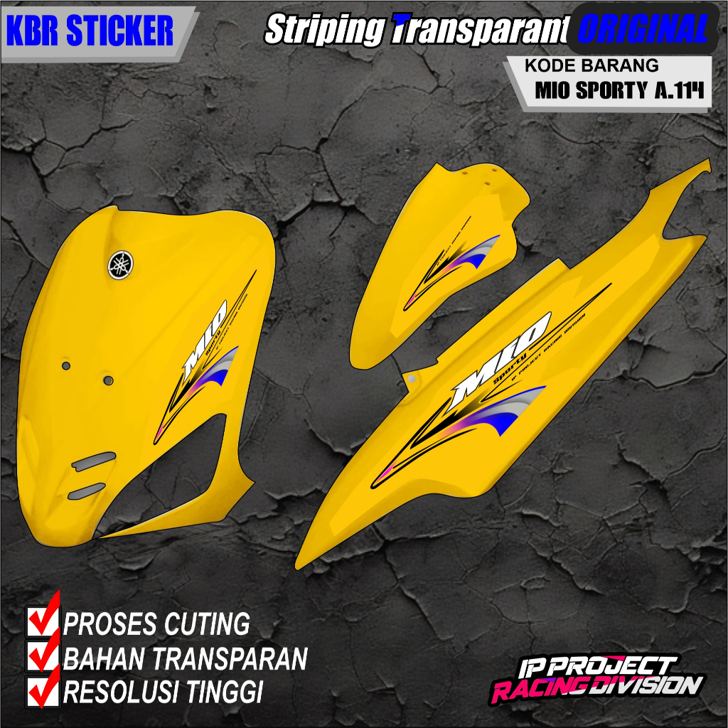 (COD) STIKER STRIPING ORIGINAL MOTOR YAMAHA MIO SPORTY TAHUN 2011 DESAIN HOLOGRAM TRANSPARAN