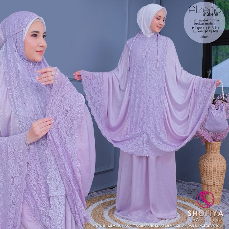 MUKENA ALZENA  ENDAH BAHAN SANTORINI MIX BRUKAT MALICA