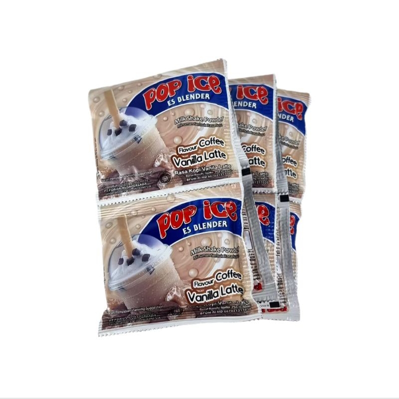 

Pop Ice Milk Shake Powder - Rasa Coffee Vanila Latte (1 renceng/10 sachet)