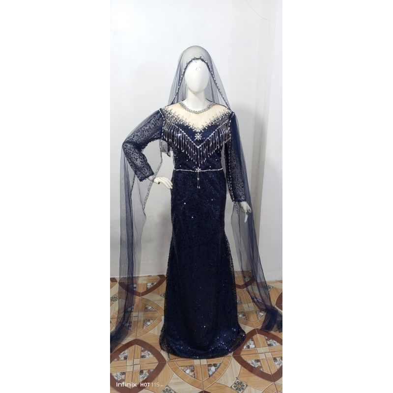 gaun pengantin putih dan nevy modern murce