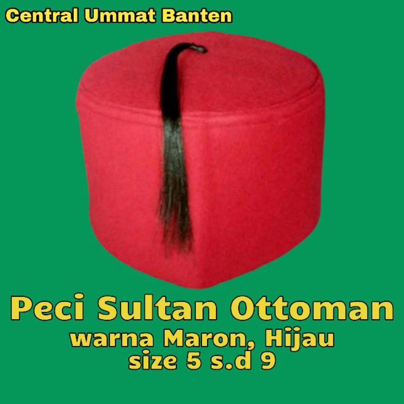 Peci Sultan Ottoman Turki - Merah Marun Kuncur Rambut