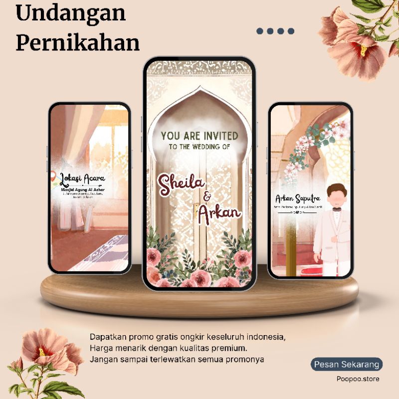 UNDANGAN DIGITAL VIDEO PERNIKAHAN PREMIUM MEWAH DAN ELEGANT FULL LAYAR
