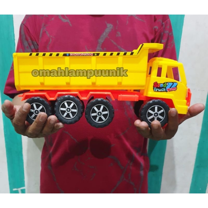 Mainan Anak Mobil Truk Pasir 8 Roda Panjang 34Cm Mobil Truk Bak Buka Tutup Besar Murah