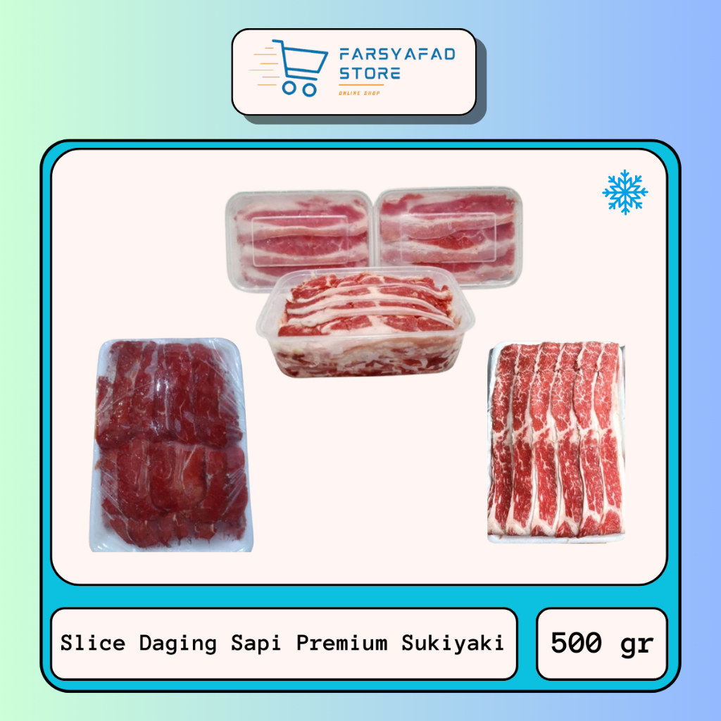 

Slice Daging Sapi Premium Sukiyaki / Yakiniku / Yoshinoya Lemak Dan Non lemak Ukuran 500gr