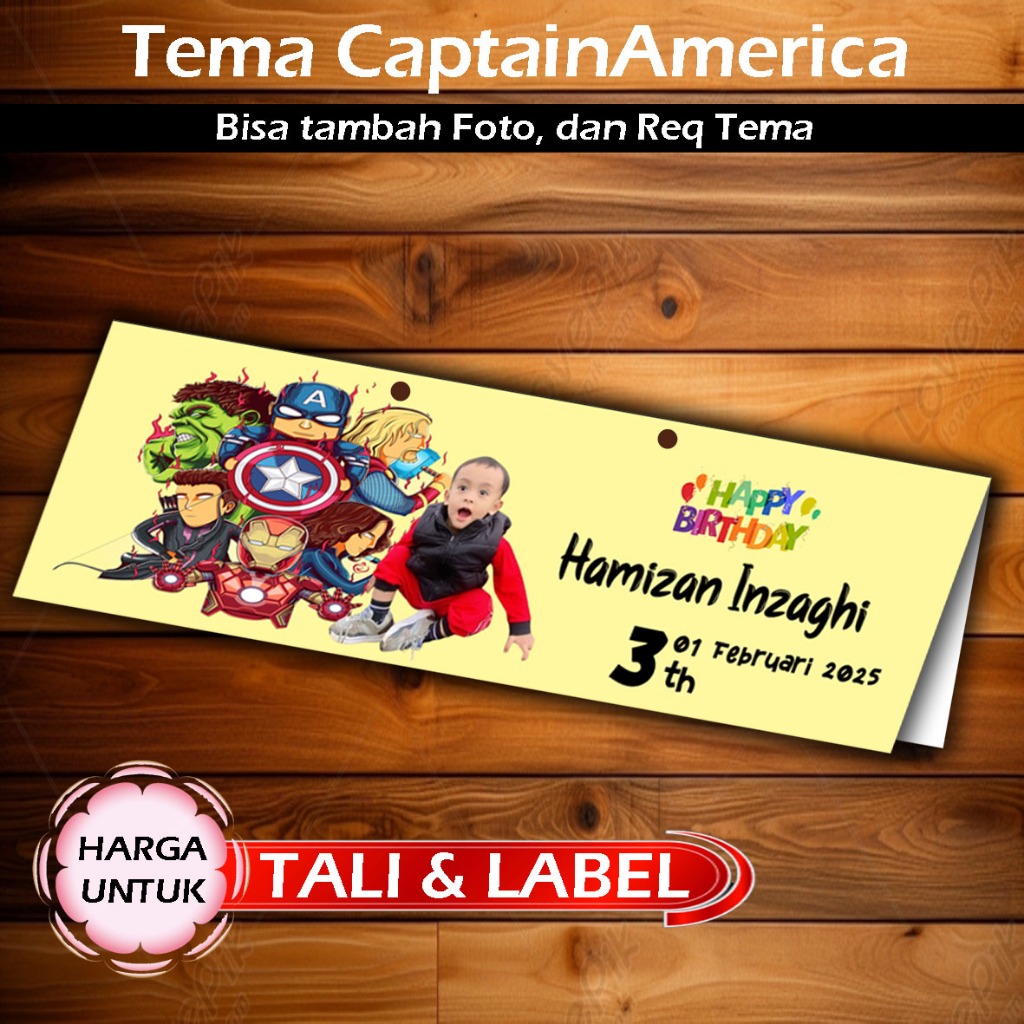 

COD HANYA Label dan Tali Tas Snack ULTAH (20x12) Karakter Captain America TANPA PLASTIK - HANYA LABLE dan TALI TANPA PLASTIK Kertas Tas Snack UlangTahun Ulang Tahun Label Tali Tas GoodieBag