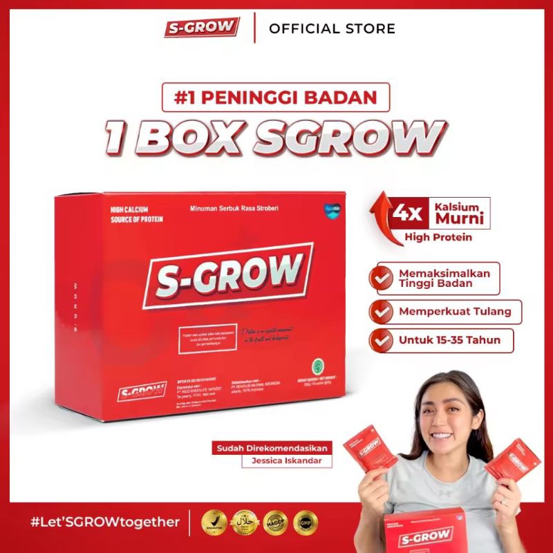 SGROW Peninggi Badan Terbaik 100% Original BPOM - 1 BOX
