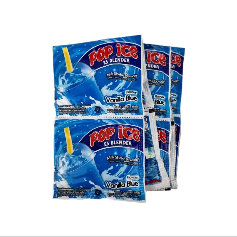 

Pop Ice Milk Shake Powder - Rasa Vanila Blue (1 renceng/10 sachet)