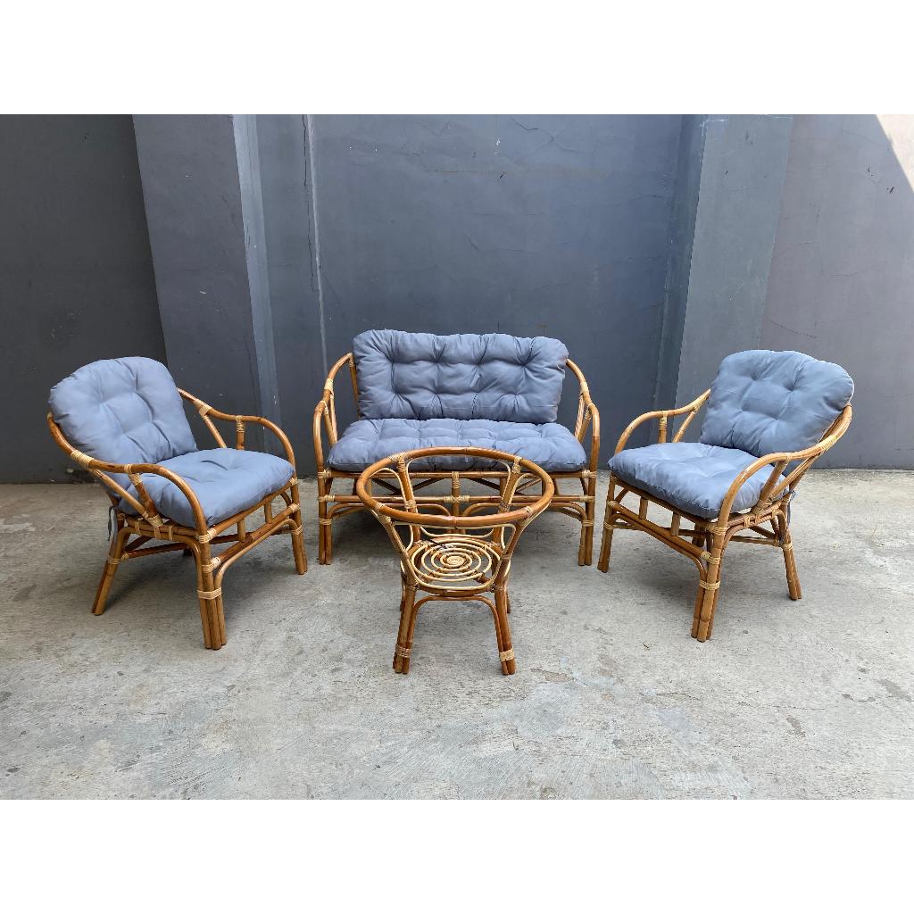 [ SOFA ROTAN MURAH ] Kursi Tamu Rotan Murah Full Sets / Kursi Mandalio Set Warna Honey / Kursi Tamu 