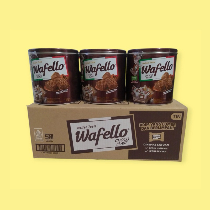 

Wafello Wafer Choco Blast 234gr kemasan kaleng 1 dus isi 6 kaleng