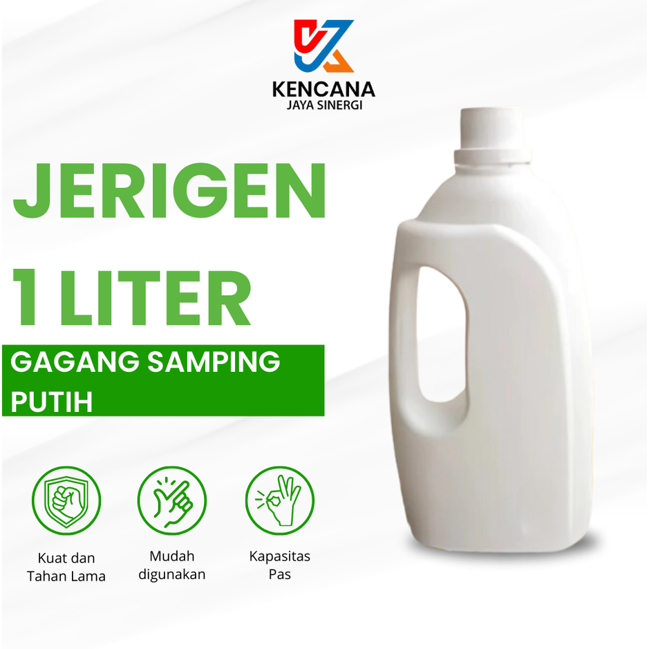 Jerigen 1 Liter Gagang samping putih & natural / Jerigen 1000ml