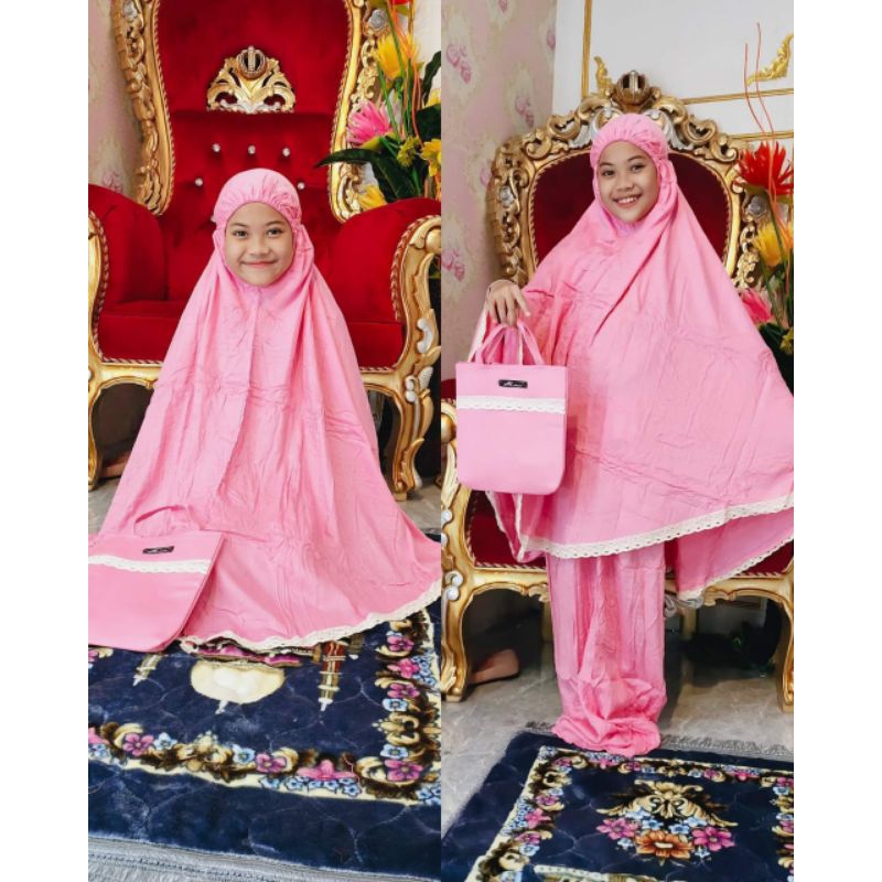 Mukena Rayon Polos Anak Tanggung
