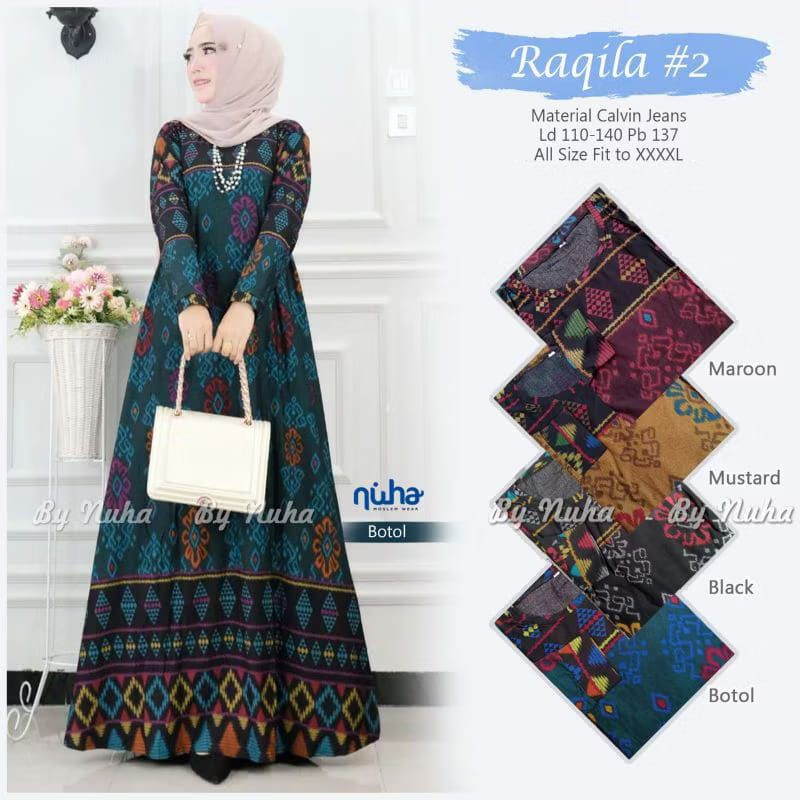 RAQILA #2 GAMIS CALVIN JEANS JUMBO LD 110 130 GAMIS HARIAN IBU MOTIF EBATIK ETNIK TERBARU