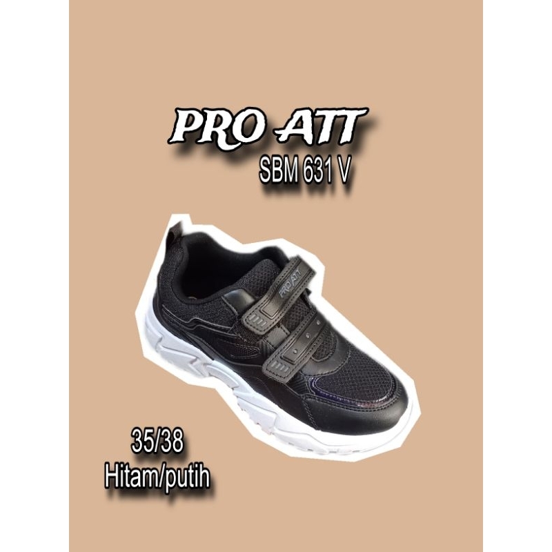 sepatu anak sekolah pro ATT tanggung warna full hitam dan hitam/putih