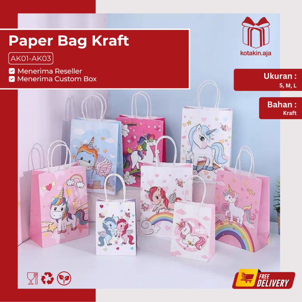 

Paper Bag Kraft / Paper Bag Motif / Goodiebag Motif / Paper Bag Marmer / Tas Kado Ulang Tahun I AK