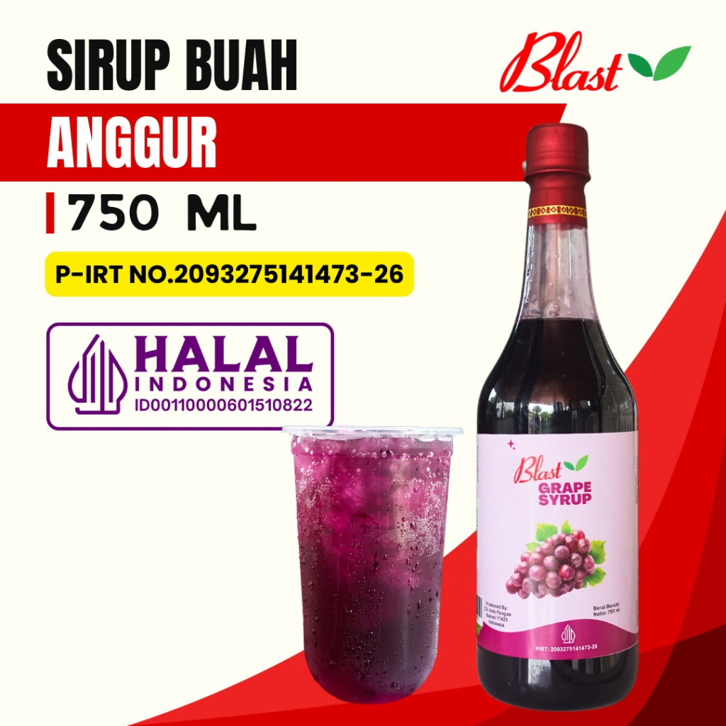 

Syrup GRAPE 750 ml - Sirup Minuman Rasa Anggur - Sirup Buah / Flavour Drink Fruit