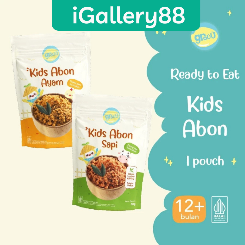 

Grouu Abon Kids Ayam Sapi Tuna 80gr Anak Usia 12 bulan ke atas