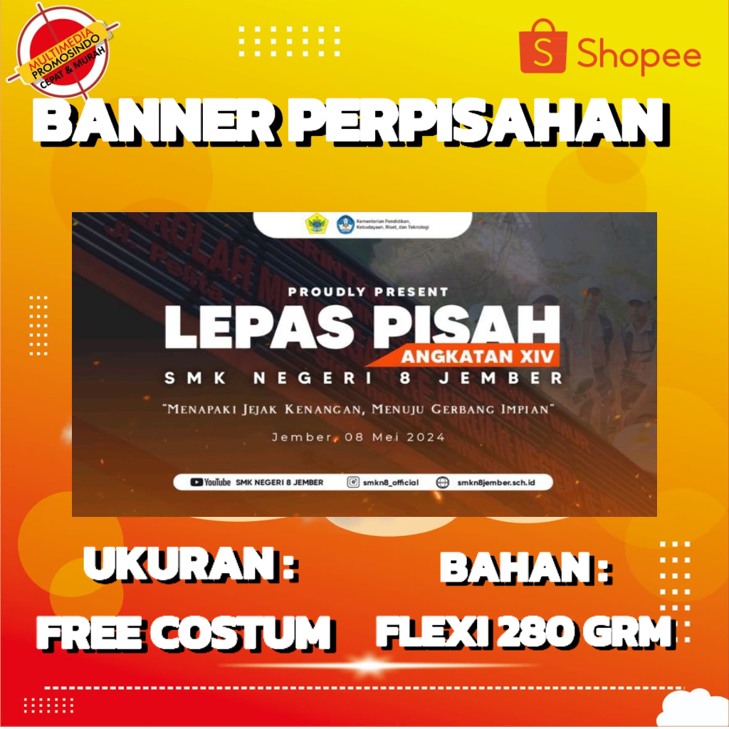 BANNER PELEPASAN / BANNER WISUDA / BANNER CUSTOM 1 HARI JADI / SPANDUK WISUDA / SPANDUK