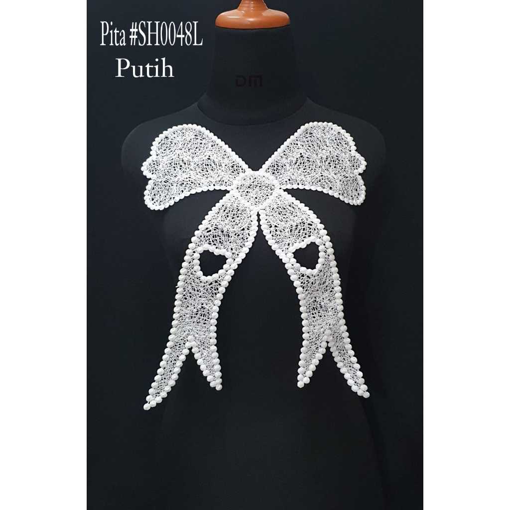 Aplikasi Pita putih/aksesoris baju