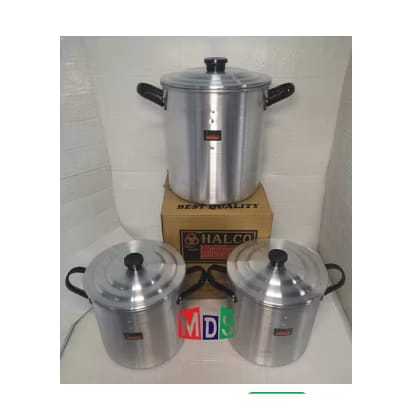 HALCO Panci Dandang Nasi Tinggi + Tutup Aluminium 22-24-26- / Steamer Kukus Besar Jumbo / Kukusan