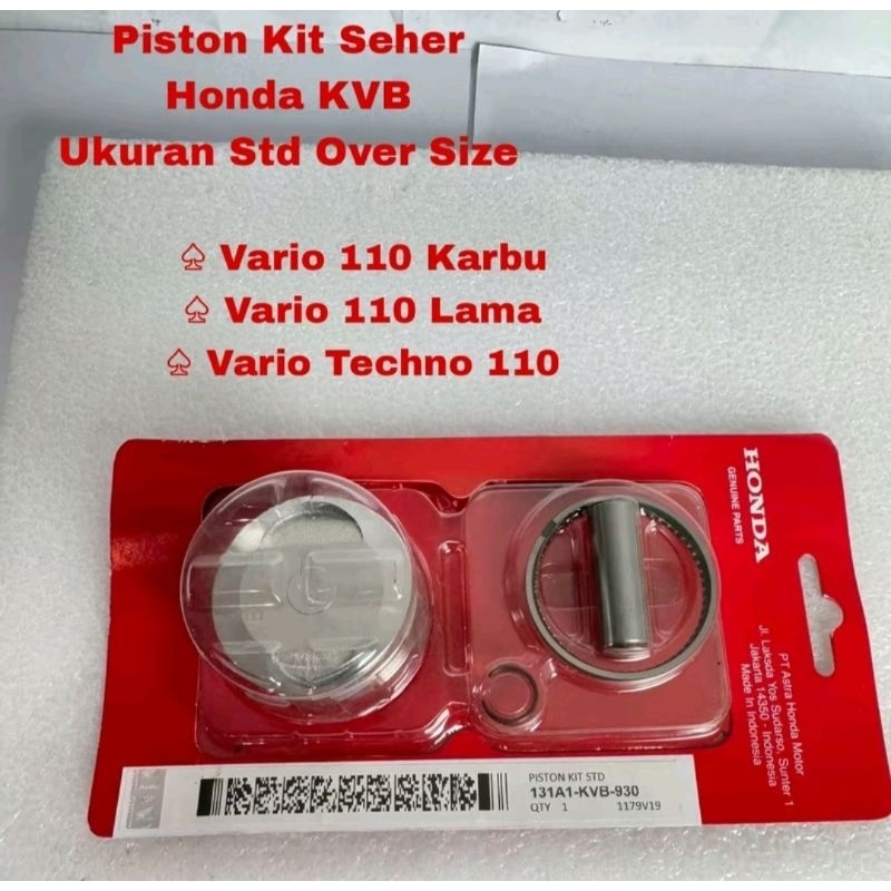 Piston kit ( KVB ) motor Honda Vario 110 karbu / Vario 110 techno karbu