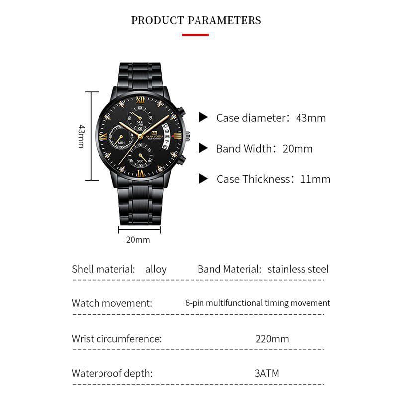 Jam tangan pria / kalender stainless steel tali pasir tipis