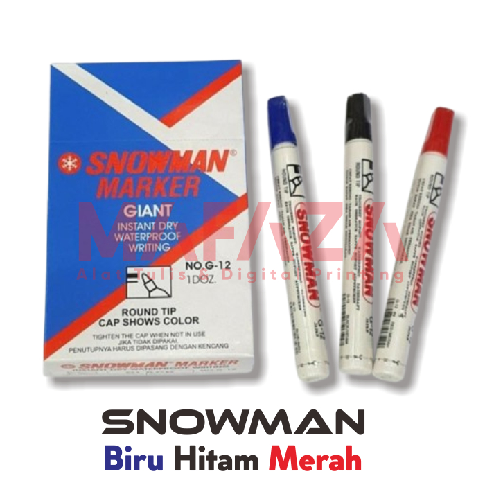 

[1 Pcs] Spidol Permanent Marker Snowman (Hitam, Biru, Merah)