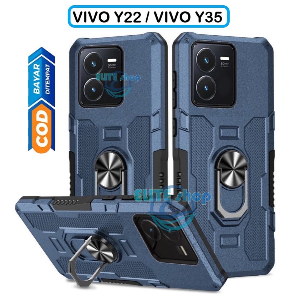 Case Untuk VIVO Y22 /VIVO Y22s/ VIVO Y35 Casing Hard Case Ring Armor Robot Case Kickstand Hybrid/Hit